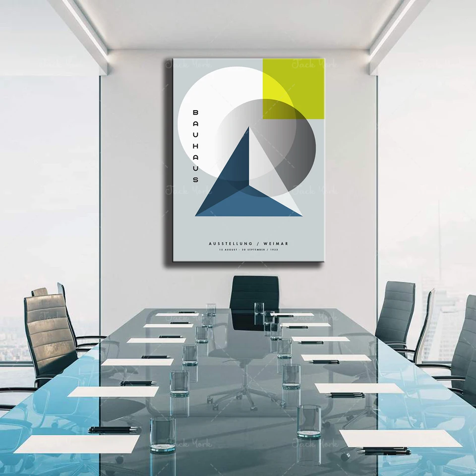Interior Design York - バウハウス・ヴァイマル展ポスター幾何学的なグッドデザインヘレビック製品モダンな壁アート絵画インテリア抽象化