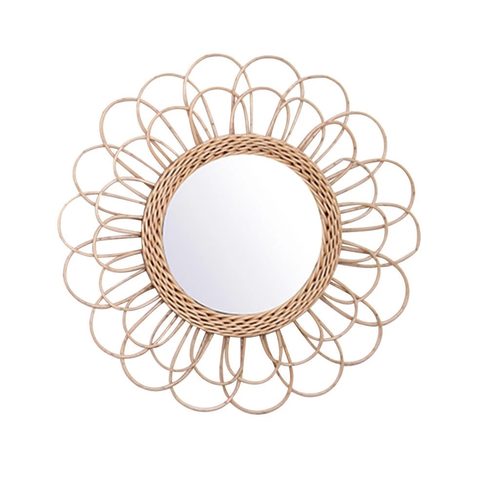 Rattan Mirror Round - ラタンミラー 革新的なホームアート 丸型ミラー リビングルーム壁掛けミラー バスルーム装飾