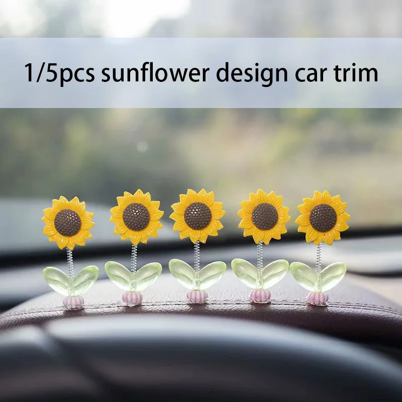 Interior Design Course - ひまわりデザインの車のダッシュボードの装飾、窓の装飾、車のインテリアアクセサリー、新しい、5個