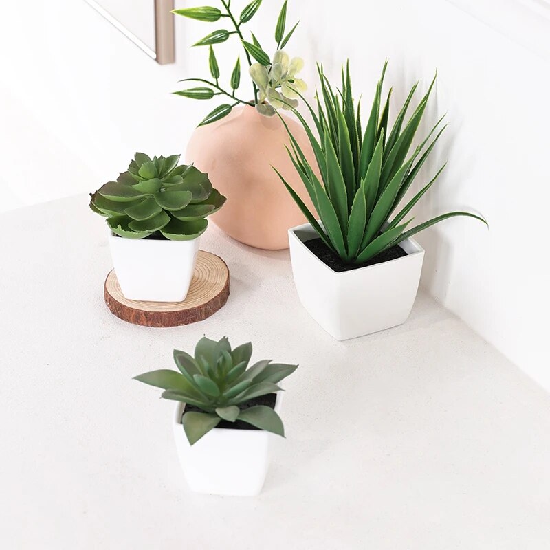 Interior Design Office - 人工緑の植物盆栽,家庭,レストラン,オフィス,デスク,窓の装飾に適しています,3個