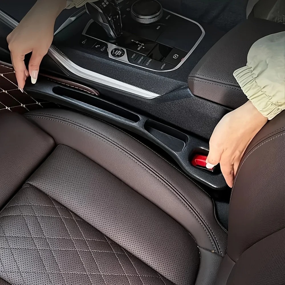Interior Design Course - 2個入り 車用シート隙間収納オーガナイザー、PU防水シート隙間プラグストリップ（2つの溝デザイン）、車内隙間収納用
