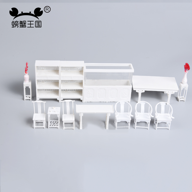 Interior Design Build - 25ピース ドールハウス家具セット プラスチック製テーブル 椅子 ベッド キャビネット