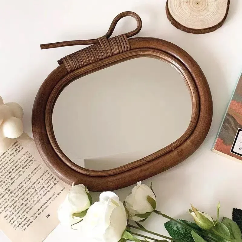 天然籐ラウンドバニティミラーリビングルームの壁の装飾化粧鏡籐 - Rattan Mirror Round のレビューと価格