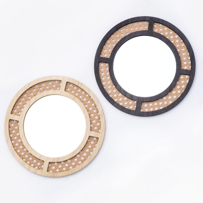 クリエイティブ装飾ミラー手作り模造籐織ペンダントホテルのリビ - Rattan Mirror Round のレビューと価格