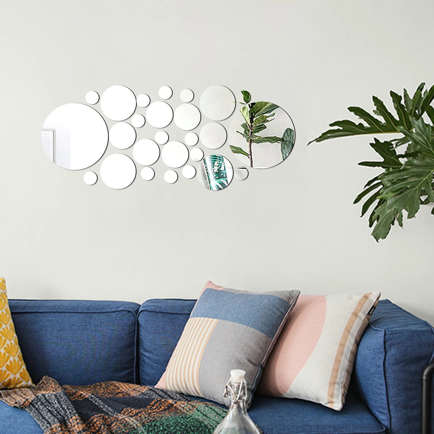 26 個の幾何学的な円形クリスタルミラーウォールステッカー  - Rattan Mirror Round のレビューと価格