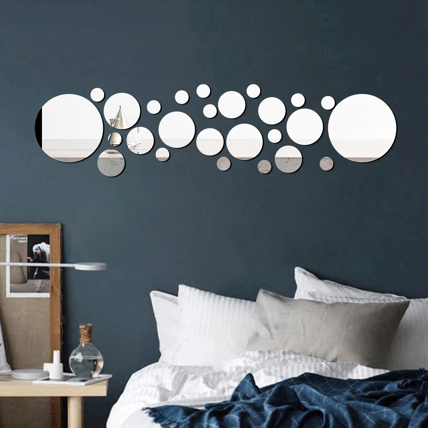 26 個の幾何学的な円形クリスタルミラーウォールステッカー  - Rattan Mirror Round のレビューと価格