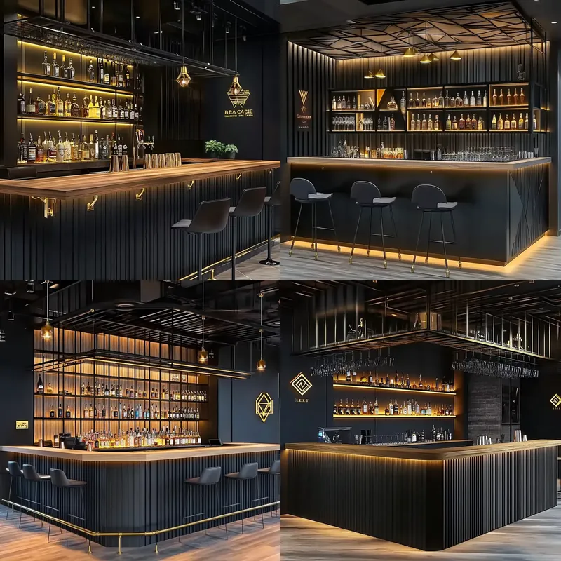 インダストリアルスタイルの木製バーカウンター、レストランのイ - Interior Design Industrial Style のレビューと価格
