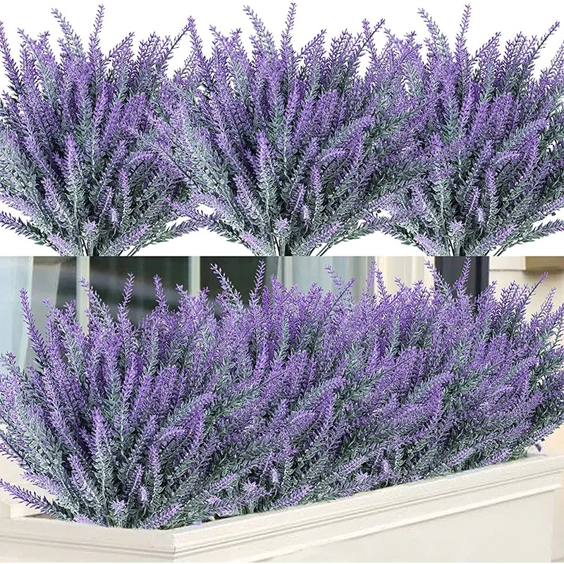 1 バンドル紫色の人工ラベンダーの花の花束人工植物家庭用屋外 - Interior Design Office のレビューと価格