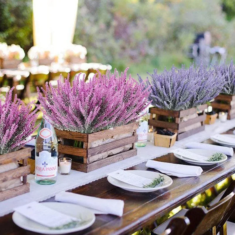 1 バンドル紫色の人工ラベンダーの花の花束人工植物家庭用屋外 - Interior Design Office のレビューと価格