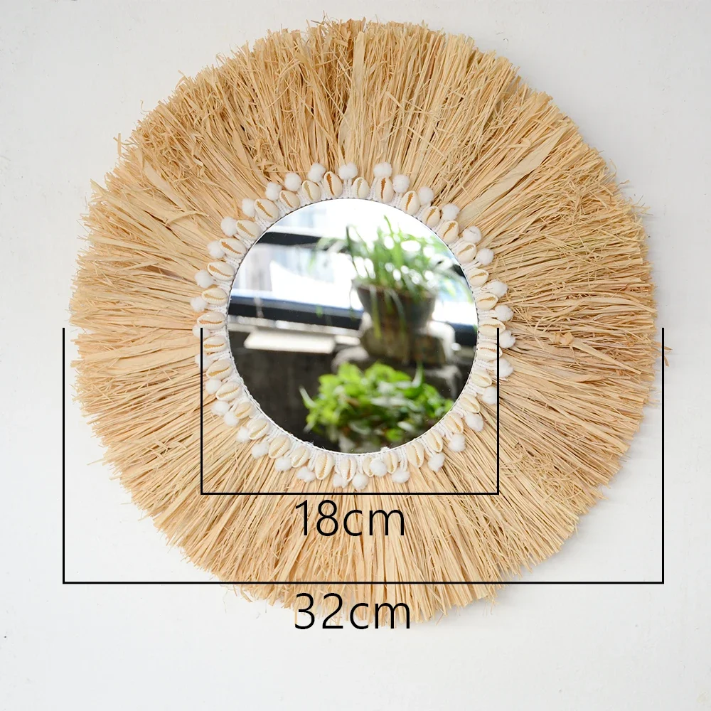 自由奔放に生きるホーム家具森ラフィア装飾壁ミラーラフィア織シ - Rattan Mirror Round のレビューと価格